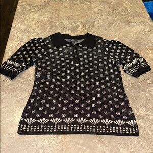 Belldini Black and White Patterned Polo